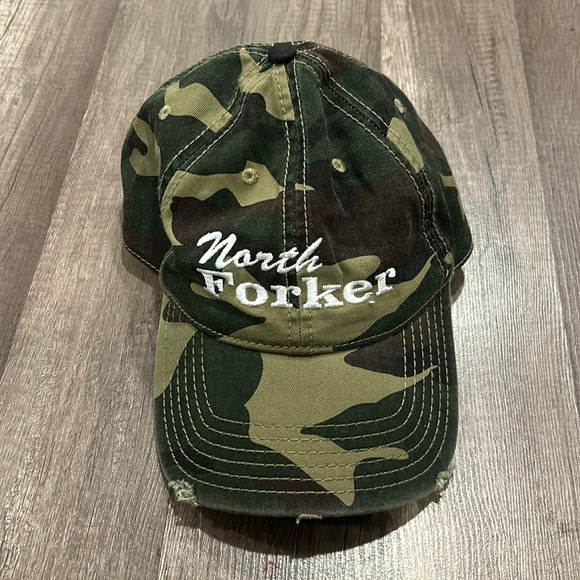 North Forker Camo Distressed Baseball Cap - Picture 1 of 5